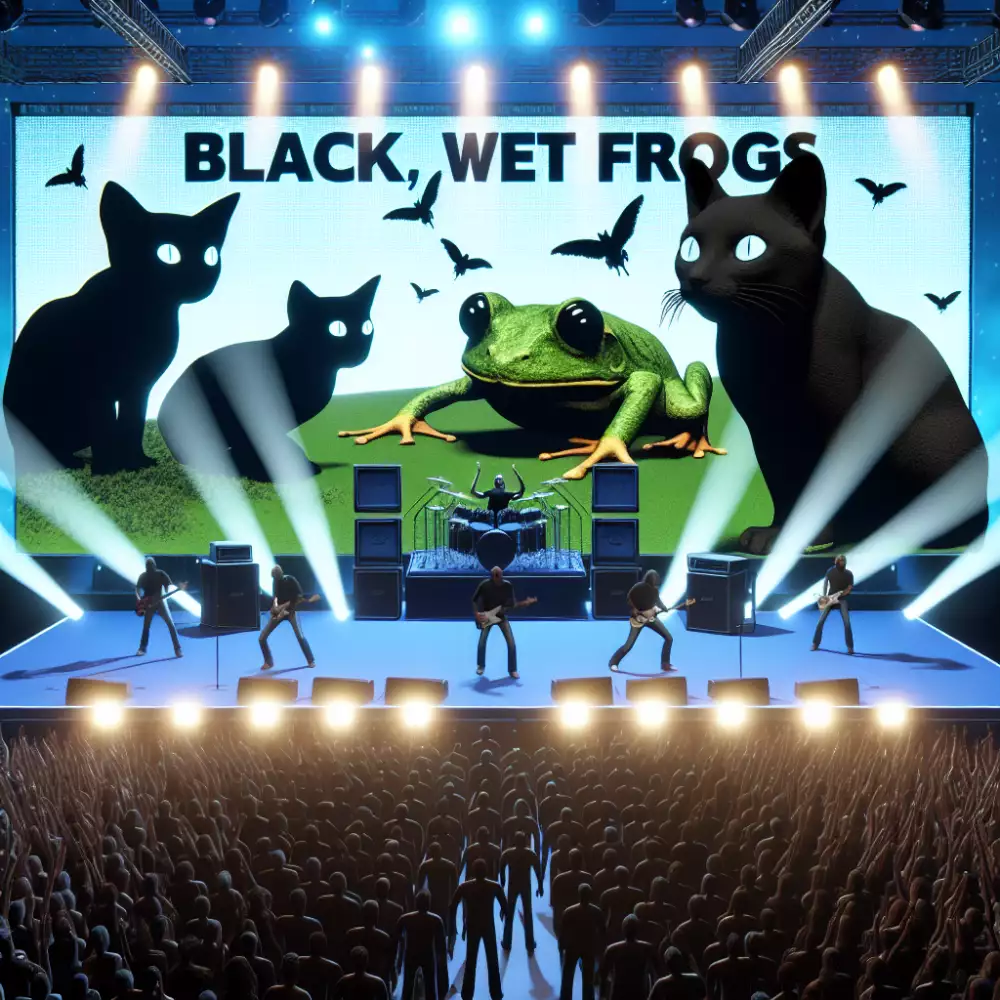 černý kočky mokrý žáby koncert