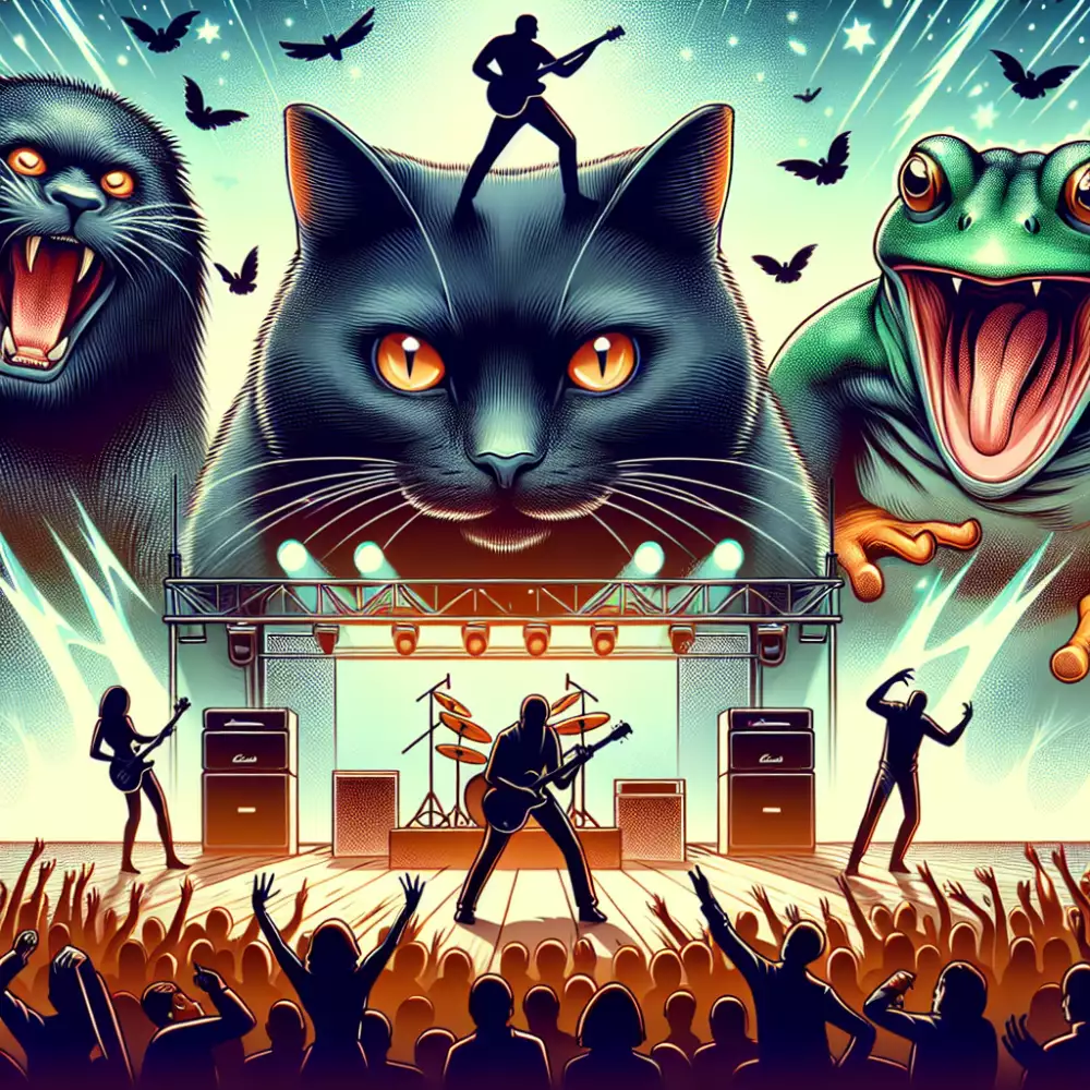 černý kočky mokrý žáby koncert